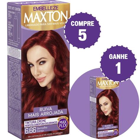 Kit Compre Tinta De Cabelo Maxton Ruiva Arrojada Vermelho Cereja