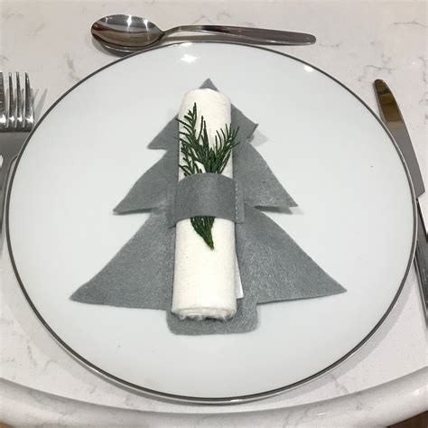 Christmas Tree Napkins Silver Christmas Tree Cutlery Holder Napkin