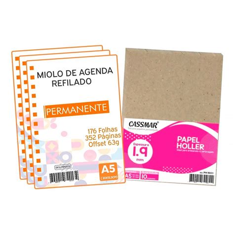 Kit Para Agenda Permanente Miolo Papel Holler 1 9mm 10 Un Submarino