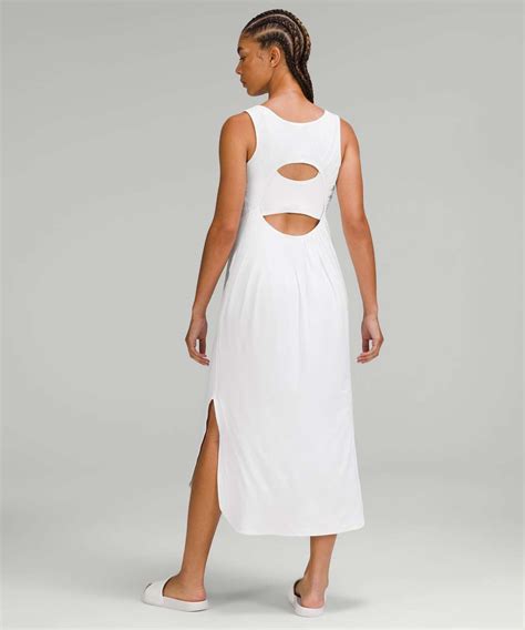 Lululemon Pima Cotton Open Back Midi Dress White Lulu Fanatics