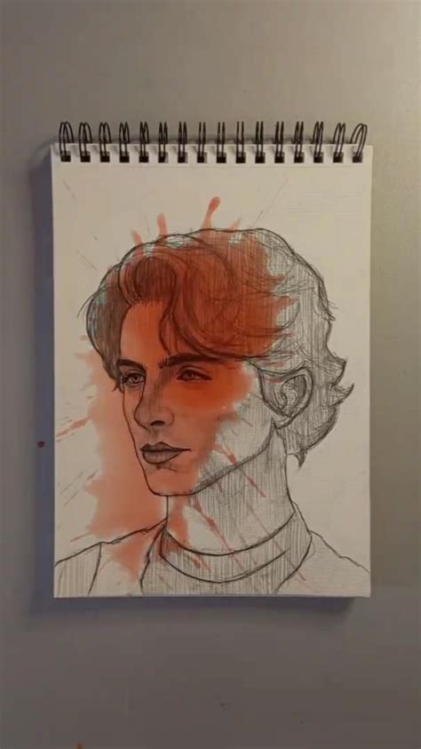 Timoth E Chalamet Watercolor Painting Easy Love Drawings Watercolor