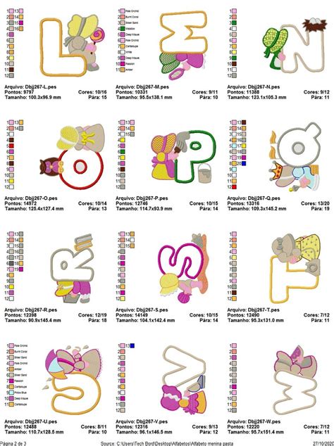 Matriz De Bordado Pacote Alfabeto Menina Elo7