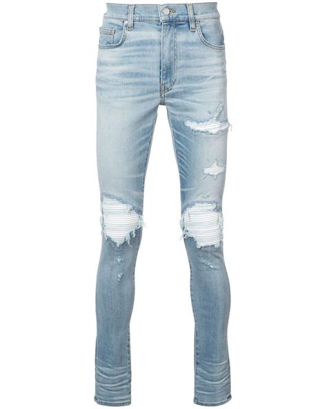 Amiri Mx1 Leather Patch Jeans In Blue For Men Lyst