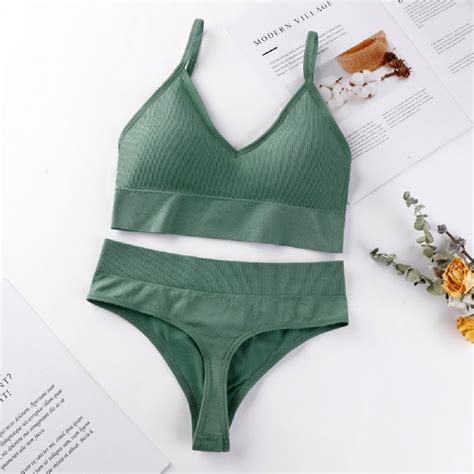 Women S Modern Cotton Bralette And Bikini Set Walmart