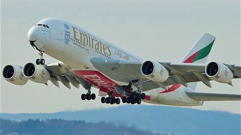 Fullhd Emirates Airbus A380 800 Takeoff At Zurichzrhlszh Youtube