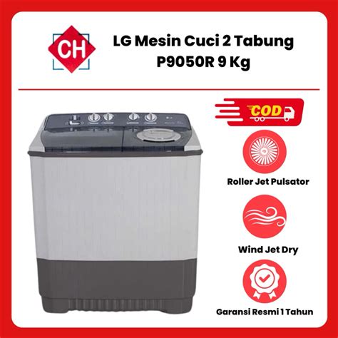 Jual Mesin Cuci LG 2 Tabung P9050R Kapasitas 9 Kg Garansi Resmi