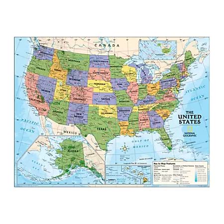 National Geographic United States Map - World Map Gray