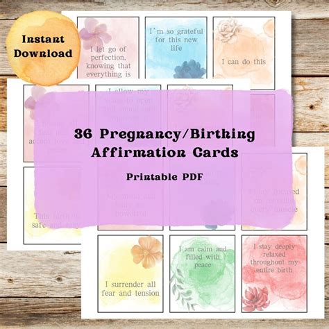 Pregnancy Affirmation Cards Printable Birthing Affirmations Card Deck