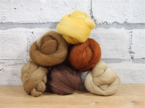 Wooly Buns Roving Fiber Sampler Gold Wool Roving Assortment Etsy