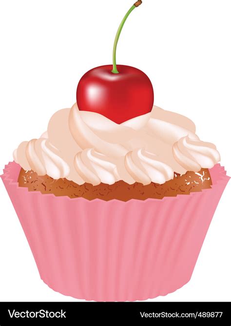 Cupcake With Cherry Royalty Free Vector Image VectorStock