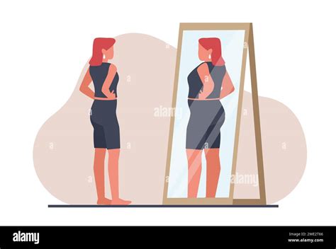 Slender Girl Looks In Mirror And Sees Fat Woman Self Esteem