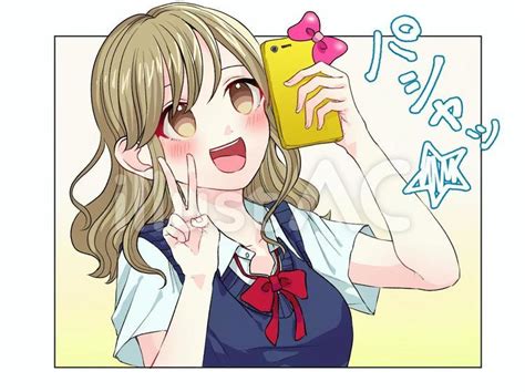 自撮りをする女子高校生イラスト No 1142424｜無料イラスト・フリー素材なら「イラストac」