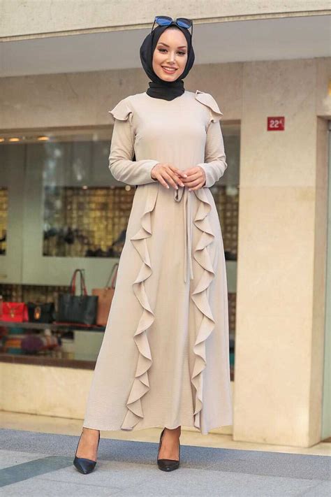 Beige Hijab Dress 3331bej Neva