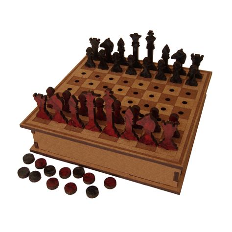 Jogo De Xadrez E Damas Mdf Caixa Shopee Brasil