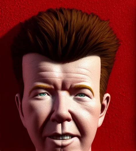 Render Of A Red Brick With Rick Astley Painted On It Stable