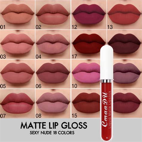 CMAADU 18 Colors Nude Lip Gloss Matte Liquid Lipstick Makeup Long