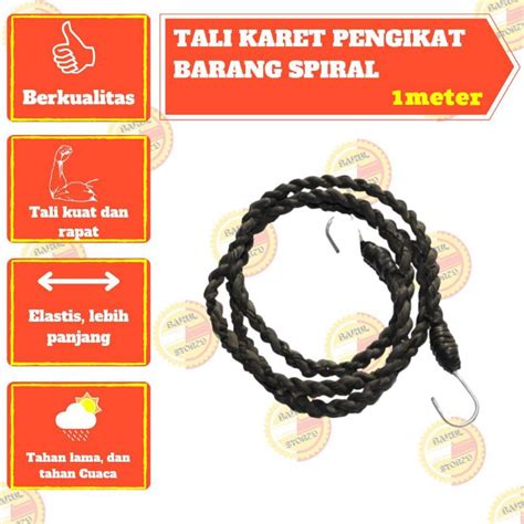 Jual Tali Karet Pengikat Barang Bentuk Ulir Spiral 1 Meter Murah