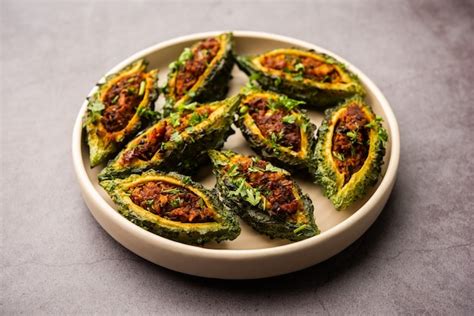 Premium Photo Bharwa Karela Masala Fry Or Stuffed Bitter Melon Recipe