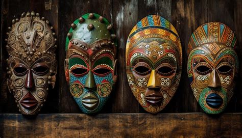 Máscaras Africanas Coloridas Decoram A Antiga Cultura Indígena Gerada Pela Ia Foto Premium