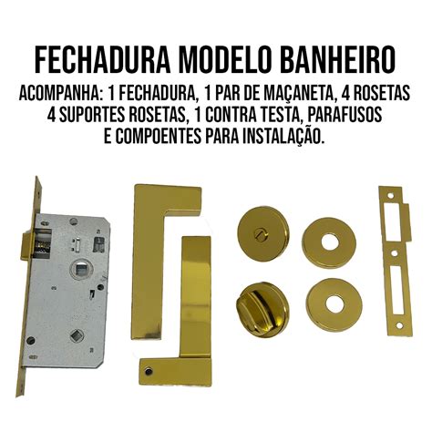 Fechadura Classic Mm Roseta Redonda Wc Gold