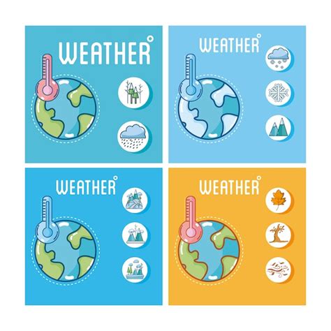 Premium Vector Set Of Weather Cards Collection