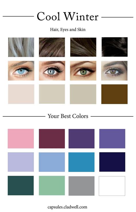 Cool Winter Palette With Hair Eyes And Skin Examples Winter Skin Tone True Winter Color