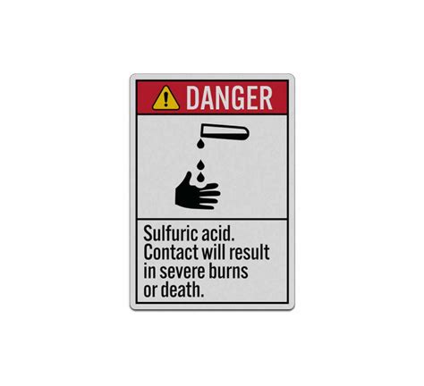 Sulfuric Acid Contact Will Result In Severe Burns Decal (Reflective)