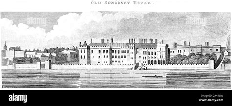 An Engraving Entitled Old Somerset House London Uk Scanned At High