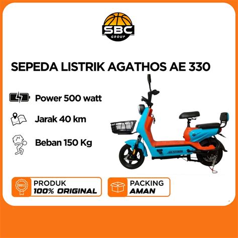 Jual Sepeda Listrik Agathos Ae 330 Biru Shopee Indonesia