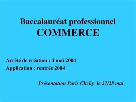 Ppt Baccalaur At Professionnel Commerce Powerpoint Presentation Free