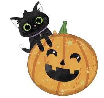 35" Halloween Cat & Pumpkin - Hico Balloons