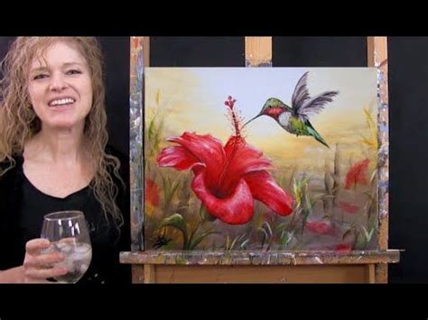 Learn How To Paint Hibiscus Hummingbird With Acrylic Paint And Sip At