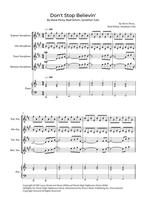 Dont Stop Believin Arr Alex Nunes Rodrigues Sheet Music Journey Woodwind Ensemble