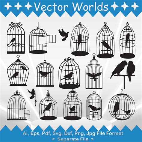 Birds In Cages Svg Vector Design Masterbundles