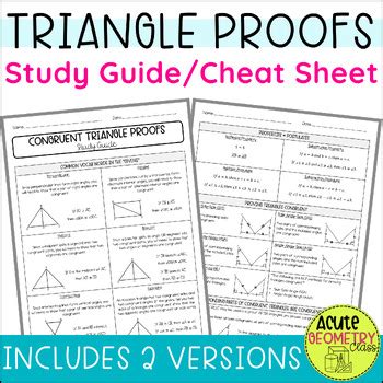 Congruent Triangle Proofs Geometry Cheat Sheet - Congruency Proofs ...