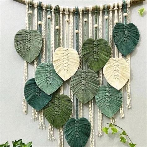 Jual Leaf Macrame Nuansa Hijau Hiasan Dinding Gantung Macrame Daun