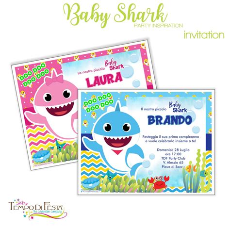 Baby Shark printable and customized invitations | Tempodifesta.com