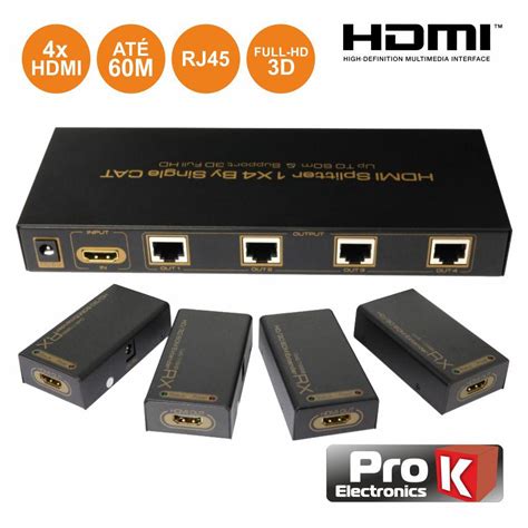 PK HDMIRJ45EXTIR04 Extensor de Sinal HDMI Via RJ45 CAT5 6 PROK Viptrónica