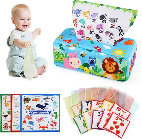 BelleStyle Montessori Boîte à mouchoirs pour bébé de 6 à 12 mois boîte