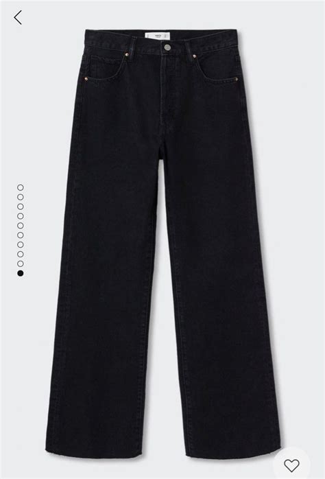 Mango Black High Waist Wide Leg Jeans Womens Fashion Bottoms Jeans