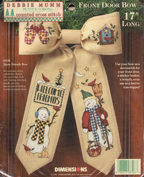 Dimensions Snow Friends Bow Debbie Mumm Front Door Bow Cross Stitch Kit