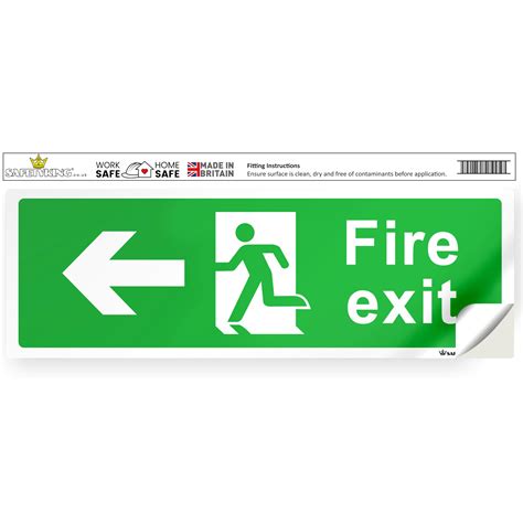 Buy SAFETYKING 1 Piece Fire Exit Sticker Running Man Down Left Sticker