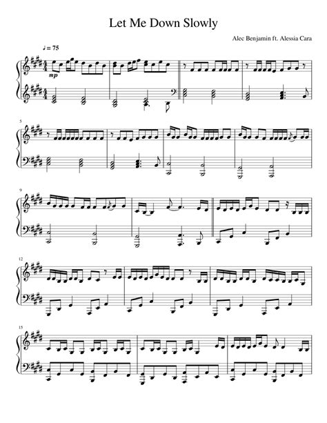 Let Me Down Slowly Piano Solo Sheet music for Piano (Solo) | Musescore.com