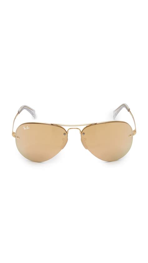 Ray Ban Highstreet Mirrored Aviator Sunglasses In Goldlight Brown Pink