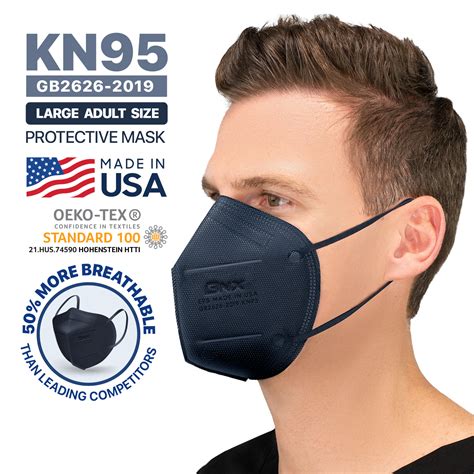 BNX KN95 Mask E95 Made In USA KN95 Face Mask Navy Adult Large