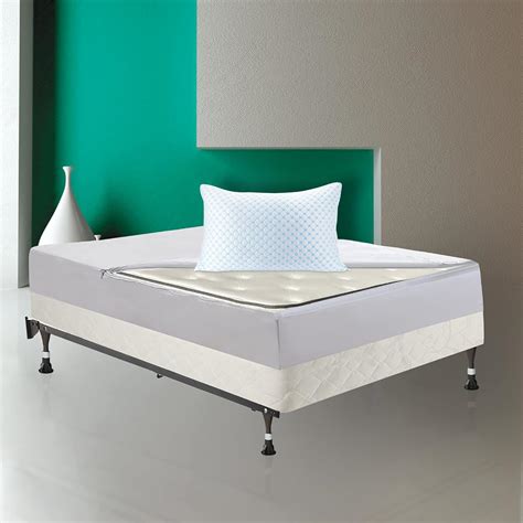 Nutan Pillow Top Mattress Box Spring Bed Frame Bedbug Protector And Pillow Set