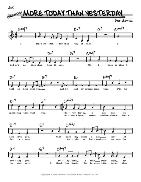 Spiral Starecase More Today Than Yesterday High Voice Sheet Music