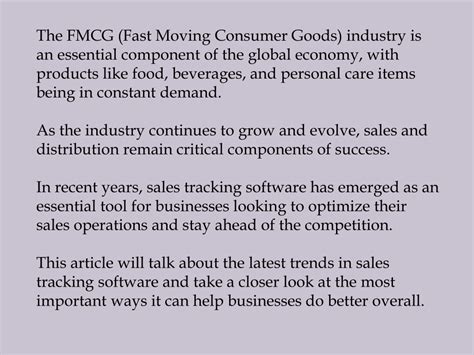 PPT The Future Of Sales In FMCG Industries A Look At Sales Tracking