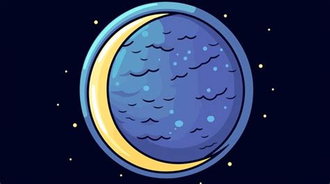 Ilustración De Dibujos Animados De Un Planeta Con La Luna En La Parte Superior Vector Premium