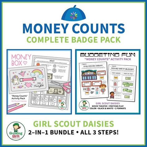 Girl Scout Daisies Money Counts Complete Badge Pack Includes All 3